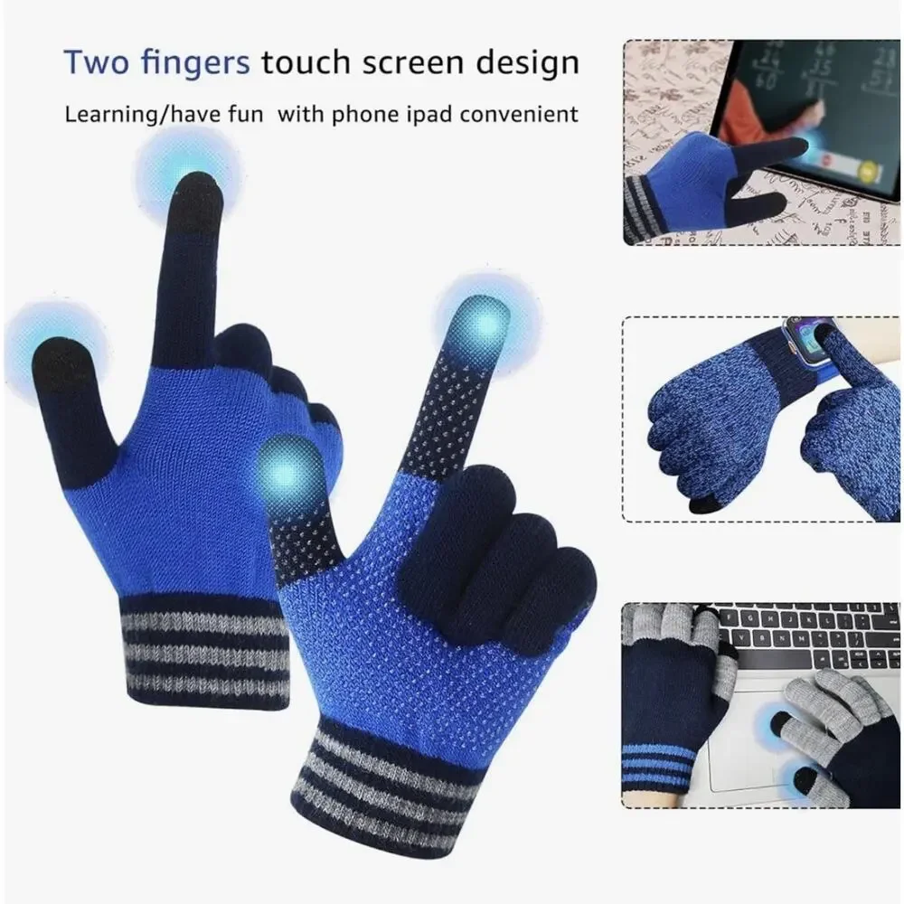 MIG4U Kid's Winter Gloves 3 Pack Magic Touchscreen Fingers Camo Size L (8-14Y)